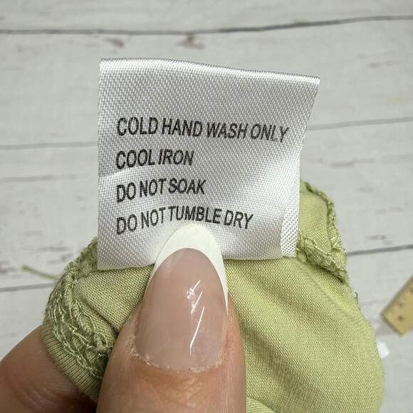 Princess Polly Puff Sleeve Tie Front Bodysuit Sage Green Size 4 Clean Girl - Picture 9 of 10